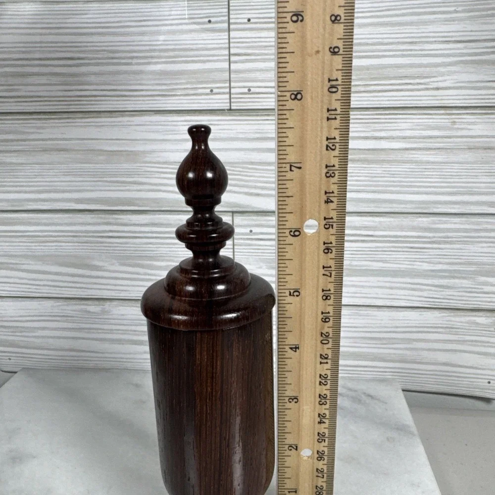Handcrafted Hand Turned Cover Wood Toothpick Holder. Signed